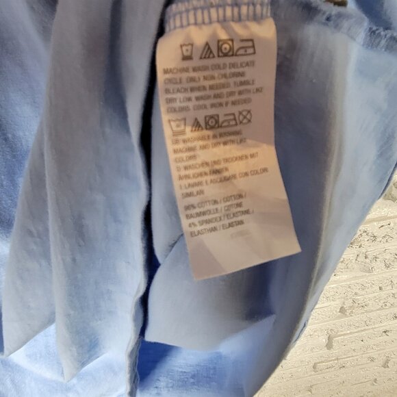 Denim Co QVC Womens Top 2X Plus Short Sleeve Blue Cotton Blend BLU69E - Picture 8 of 8